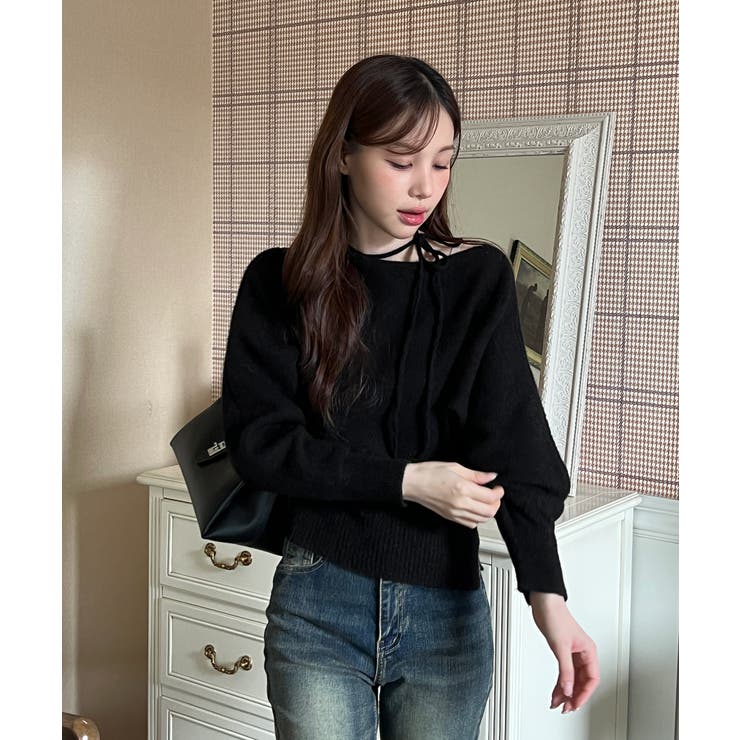 【3WAY 着用動画あり 4色展開】ストラップオフショルダーニット | by muni:r | 詳細画像20 