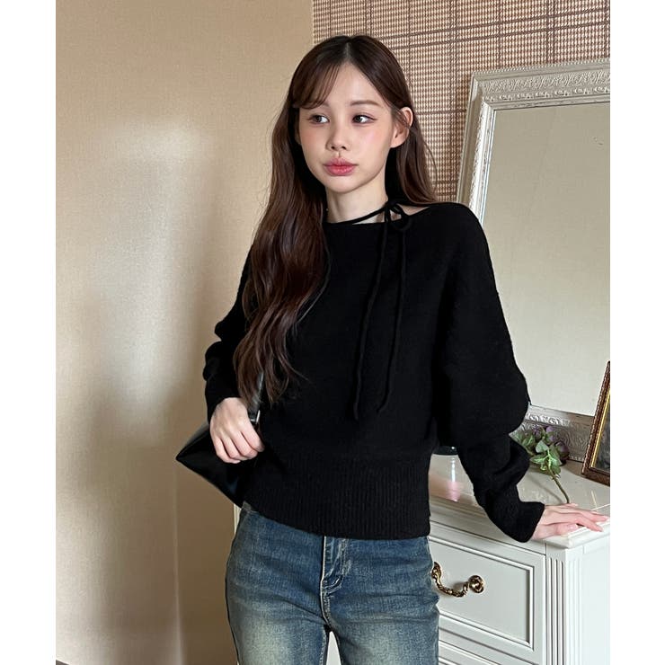 【3WAY 着用動画あり 4色展開】ストラップオフショルダーニット | by muni:r | 詳細画像21 