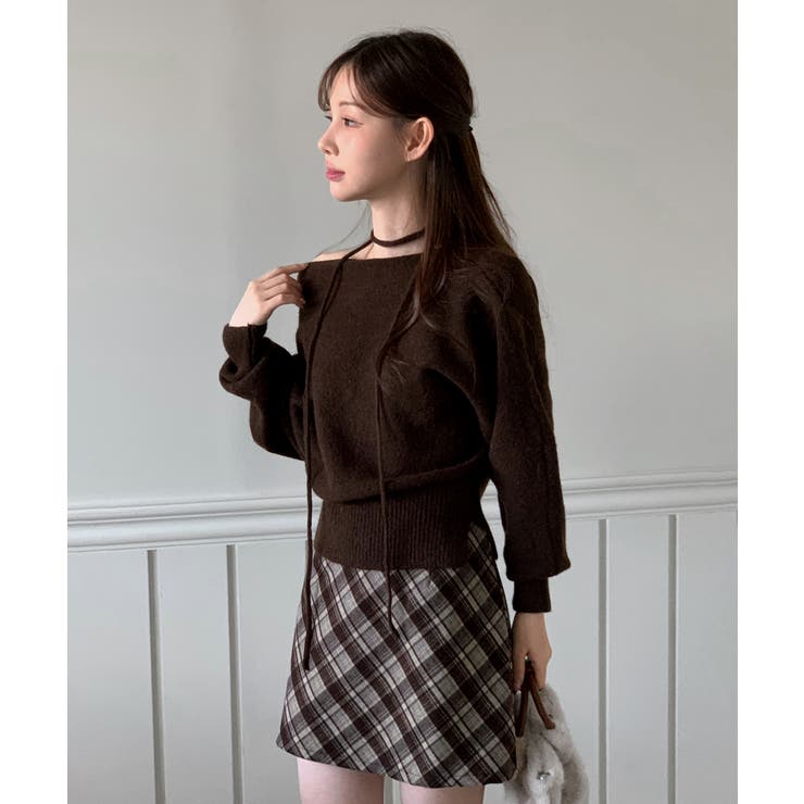 【3WAY 着用動画あり 4色展開】ストラップオフショルダーニット | by muni:r | 詳細画像28 