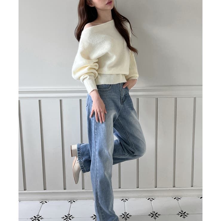 【3WAY 着用動画あり 4色展開】ストラップオフショルダーニット | by muni:r | 詳細画像4 