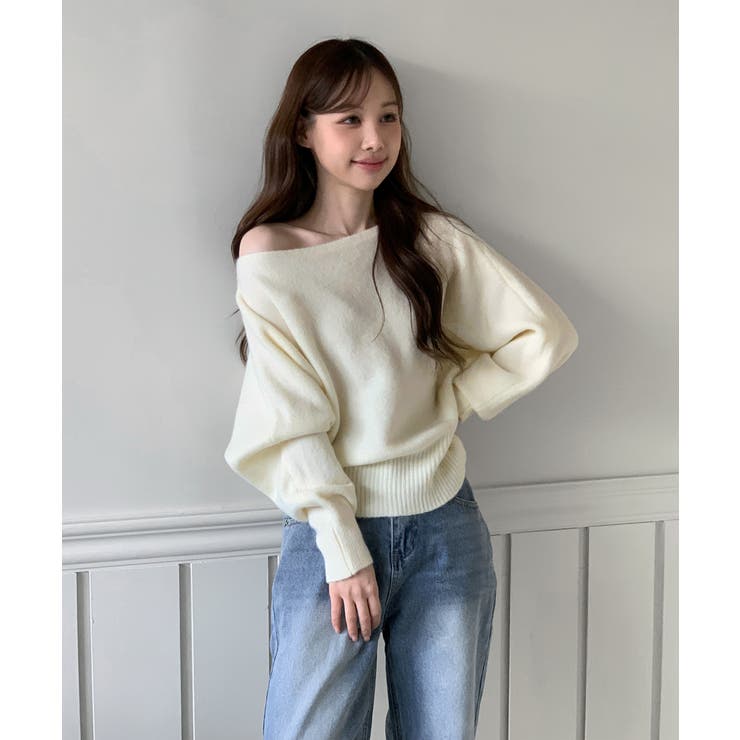 【3WAY 着用動画あり 4色展開】ストラップオフショルダーニット | by muni:r | 詳細画像5 