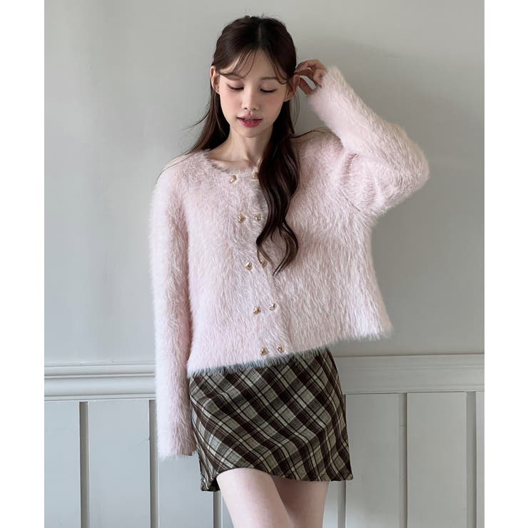 ハートボタン ファー ニットカーディガン | by muni:r | 詳細画像12 