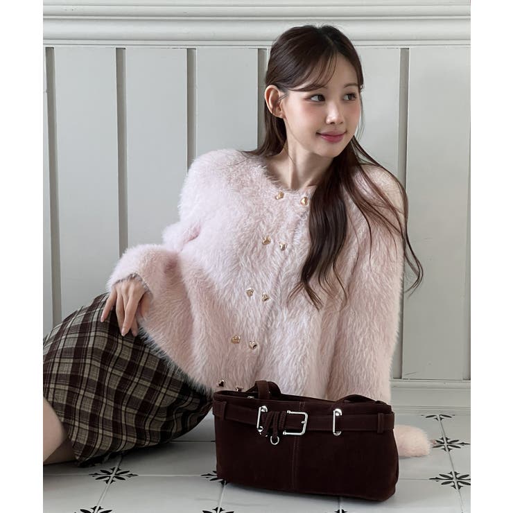 ハートボタン ファー ニットカーディガン | by muni:r | 詳細画像19 