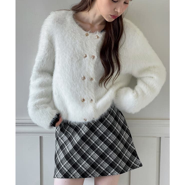 ハートボタン ファー ニットカーディガン | by muni:r | 詳細画像2 