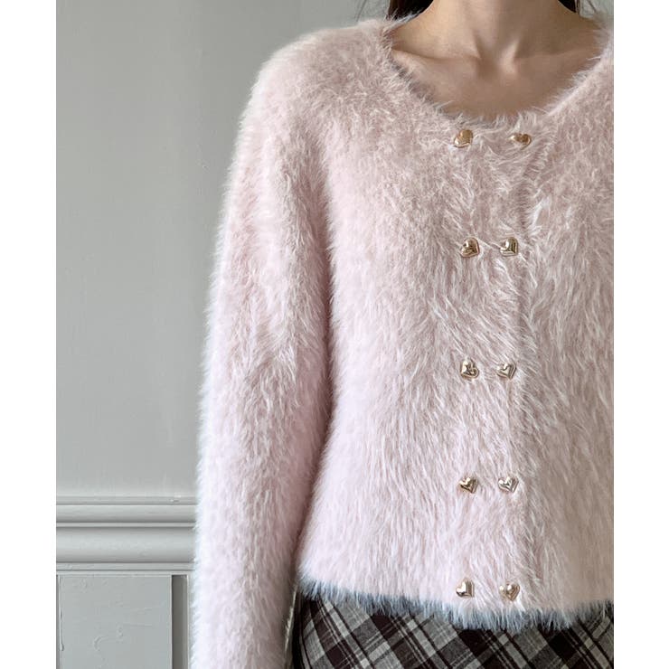 ハートボタン ファー ニットカーディガン | by muni:r | 詳細画像20 