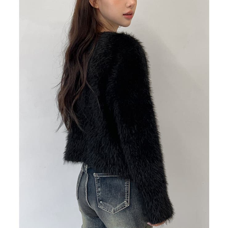 ハートボタン ファー ニットカーディガン | by muni:r | 詳細画像27 