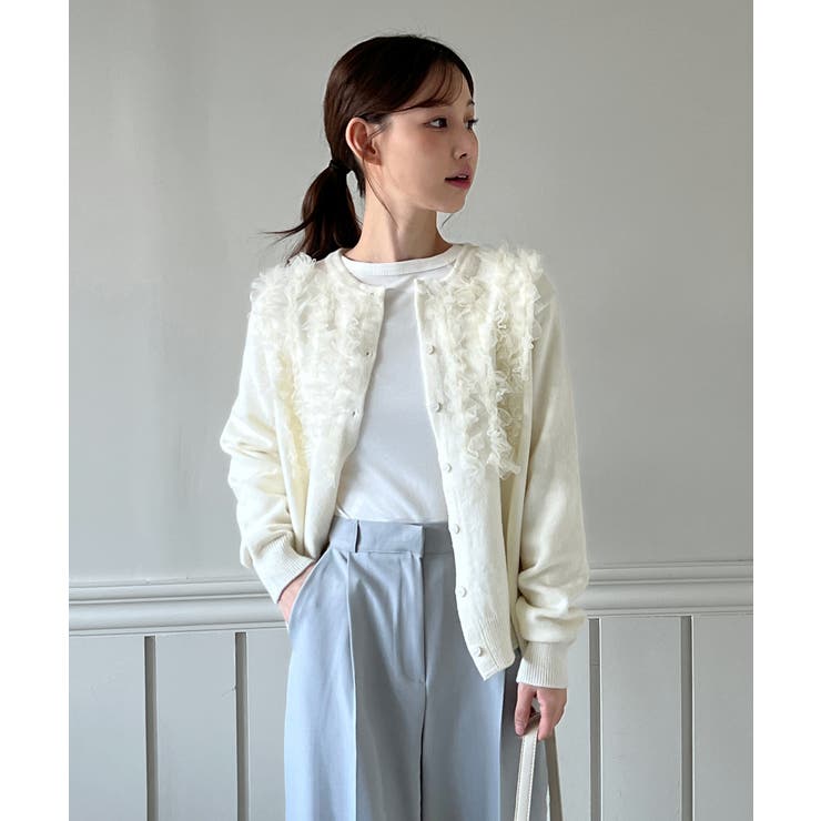 ラッフルポイントニットカーディガン 2025 AW | by muni:r | 詳細画像1 