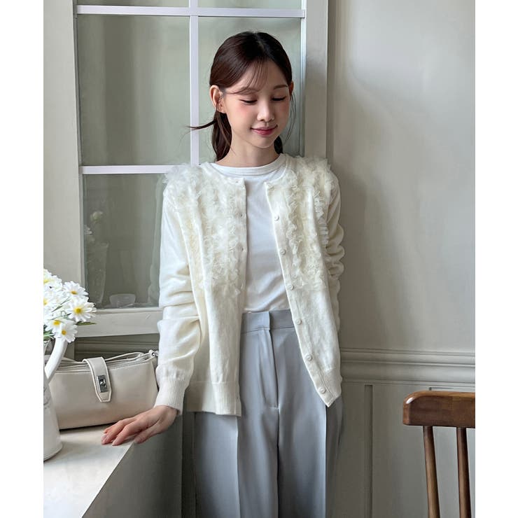 ラッフルポイントニットカーディガン 2025 AW | by muni:r | 詳細画像3 