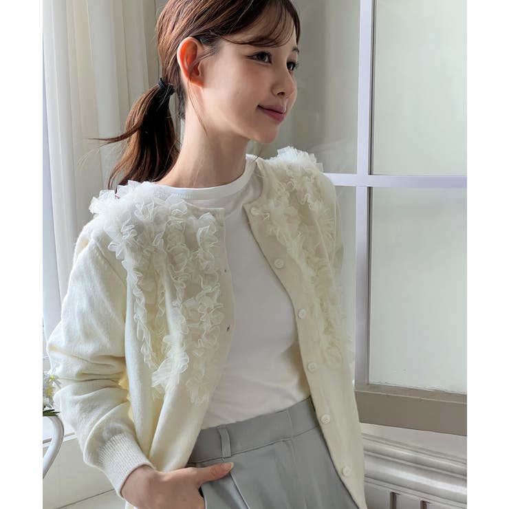 ラッフルポイントニットカーディガン 2025 AW | by muni:r | 詳細画像4 