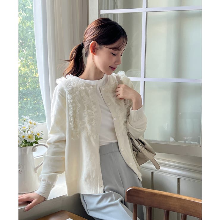 ラッフルポイントニットカーディガン 2025 AW | by muni:r | 詳細画像5 