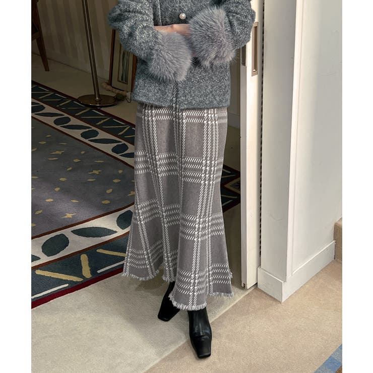 チェックフレアニットスカート 2025 AW | by muni:r | 詳細画像12 