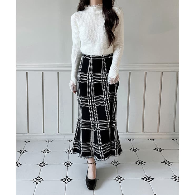 チェックフレアニットスカート 2025 AW | by muni:r | 詳細画像3 