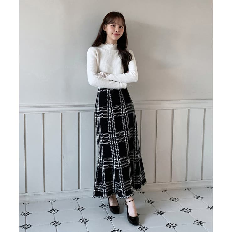チェックフレアニットスカート 2025 AW | by muni:r | 詳細画像4 