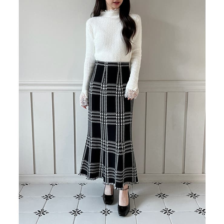 チェックフレアニットスカート 2025 AW | by muni:r | 詳細画像8 