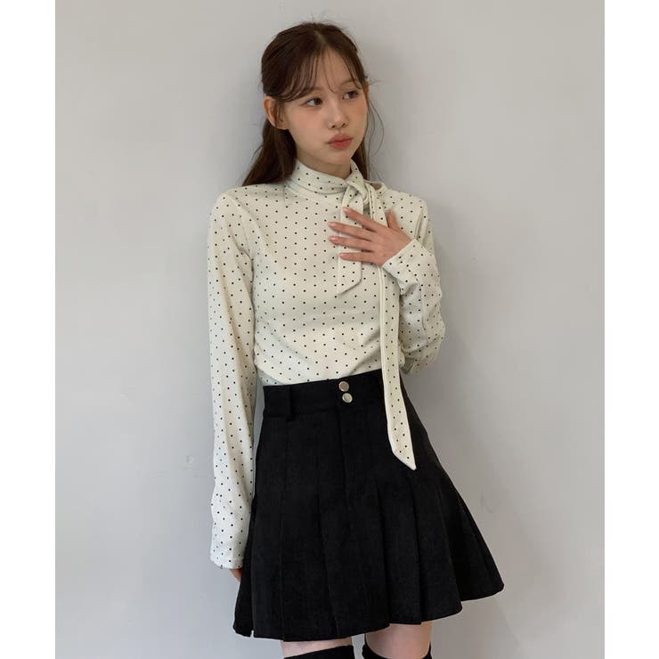 【着用動画あり 3色展開】ドットリボンハイネックトップス 2025 | by muni:r | 詳細画像1 