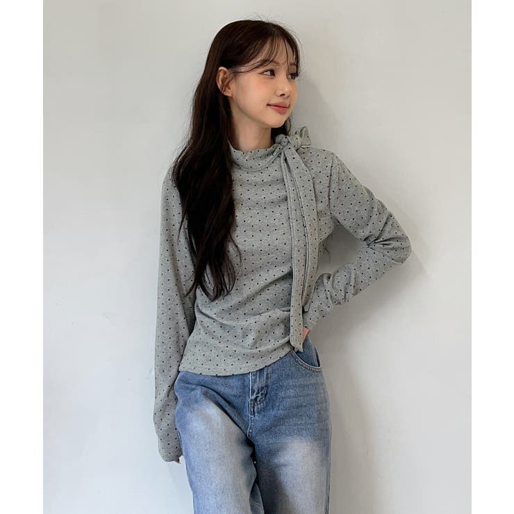 【着用動画あり 3色展開】ドットリボンハイネックトップス 2025 | by muni:r | 詳細画像15 