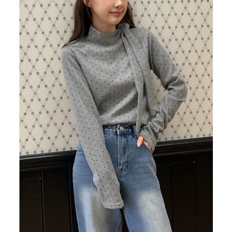 【着用動画あり 3色展開】ドットリボンハイネックトップス 2025 | by muni:r | 詳細画像18 