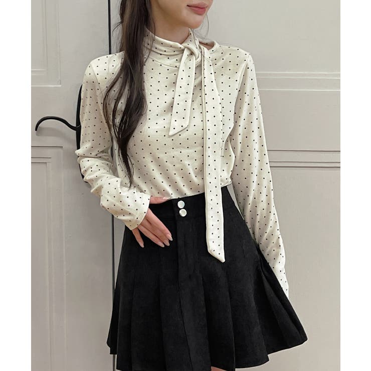 【着用動画あり 3色展開】ドットリボンハイネックトップス 2025 | by muni:r | 詳細画像4 