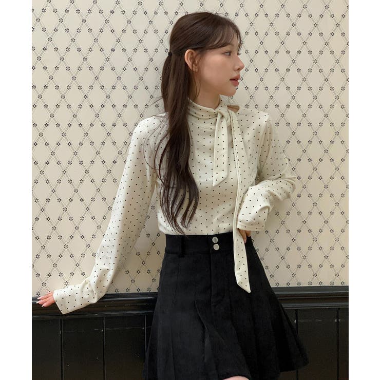 【着用動画あり 3色展開】ドットリボンハイネックトップス 2025 | by muni:r | 詳細画像6 