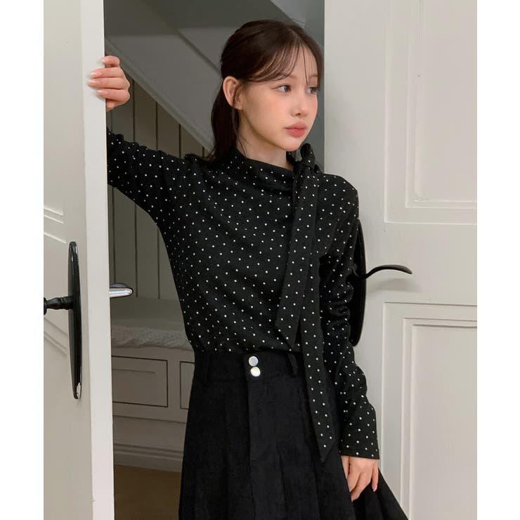 【着用動画あり 3色展開】ドットリボンハイネックトップス 2025 | by muni:r | 詳細画像8 
