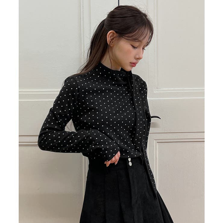【着用動画あり 3色展開】ドットリボンハイネックトップス 2025 | by muni:r | 詳細画像9 