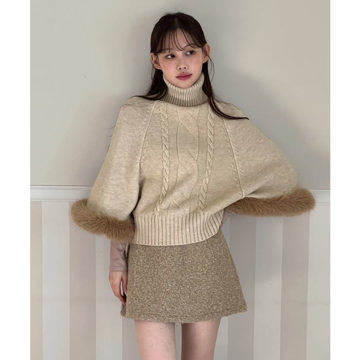 ファーハイネックニットケープ 2025 AW | by muni:r | 詳細画像1 