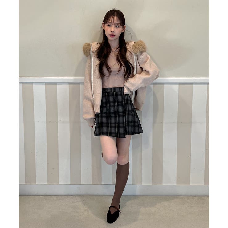 ファーフードジップアップニットカーディガン 2025 AW | by muni:r | 詳細画像17 