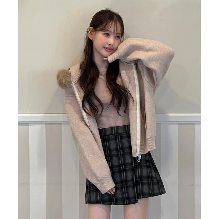 ファーフードジップアップニットカーディガン 2025 AW | by muni:r | 詳細画像18 