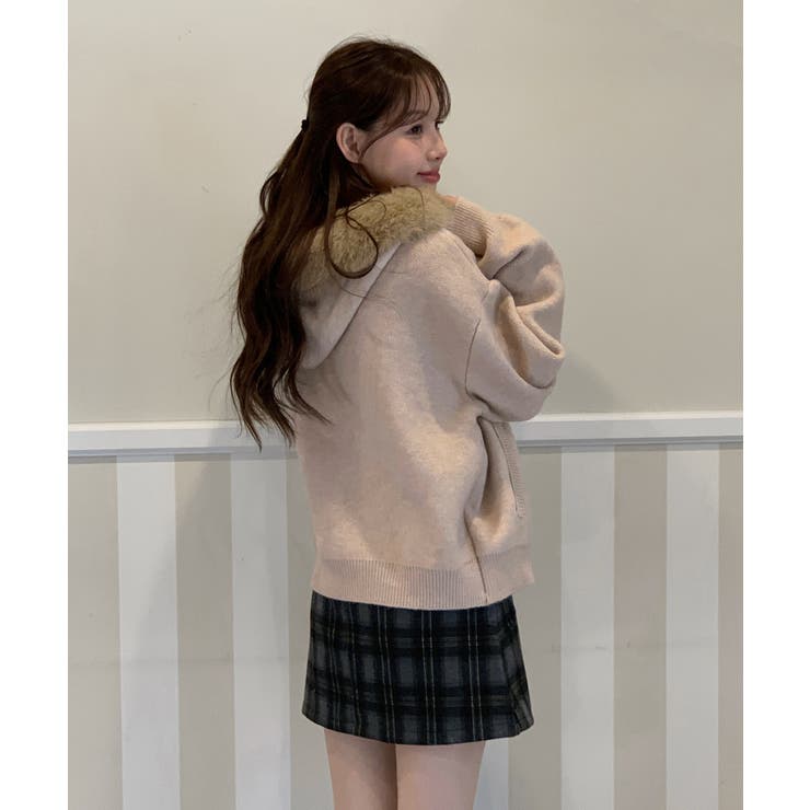 ファーフードジップアップニットカーディガン 2025 AW | by muni:r | 詳細画像21 