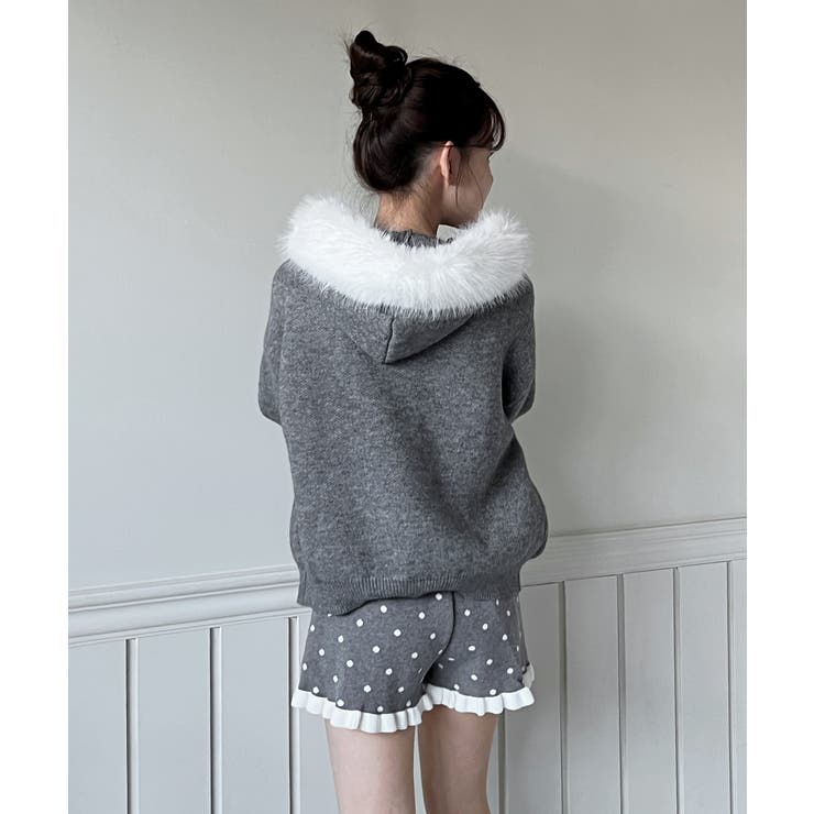 ファーフードジップアップニットカーディガン 2025 AW | by muni:r | 詳細画像6 