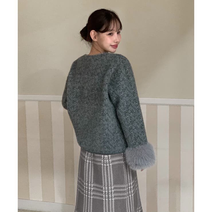 ファーカフスパールボタンニットコート 2025 AW | by muni:r | 詳細画像3 