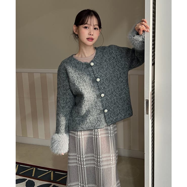 ファーカフスパールボタンニットコート 2025 AW | by muni:r | 詳細画像4 