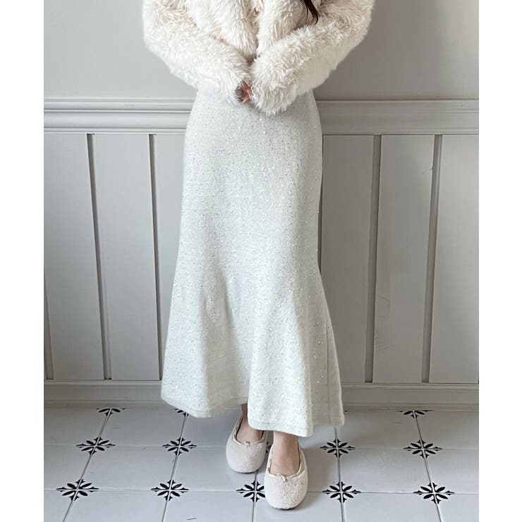 パールポイント フレア ニットスカート | by muni:r | 詳細画像2 