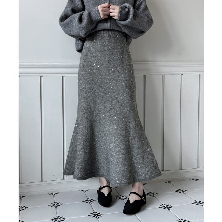 パールポイント フレア ニットスカート | by muni:r | 詳細画像7 