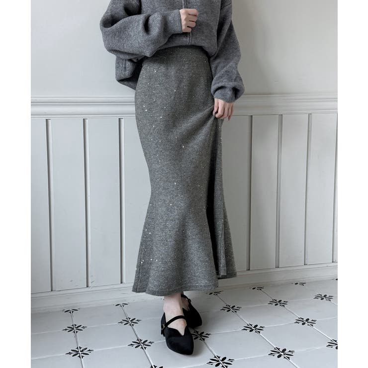 パールポイント フレア ニットスカート | by muni:r | 詳細画像8 