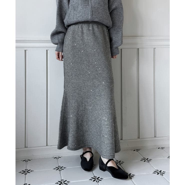 パールポイント フレア ニットスカート | by muni:r | 詳細画像9 