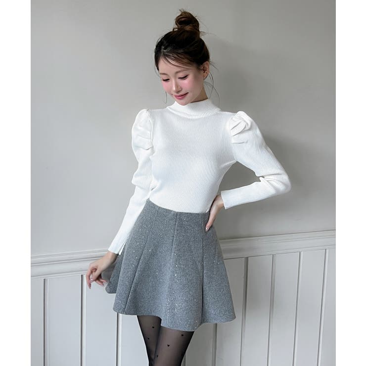 【着用動画あり 3色 2サイズ展開】パールフレアニットスカート | by muni:r | 詳細画像11 