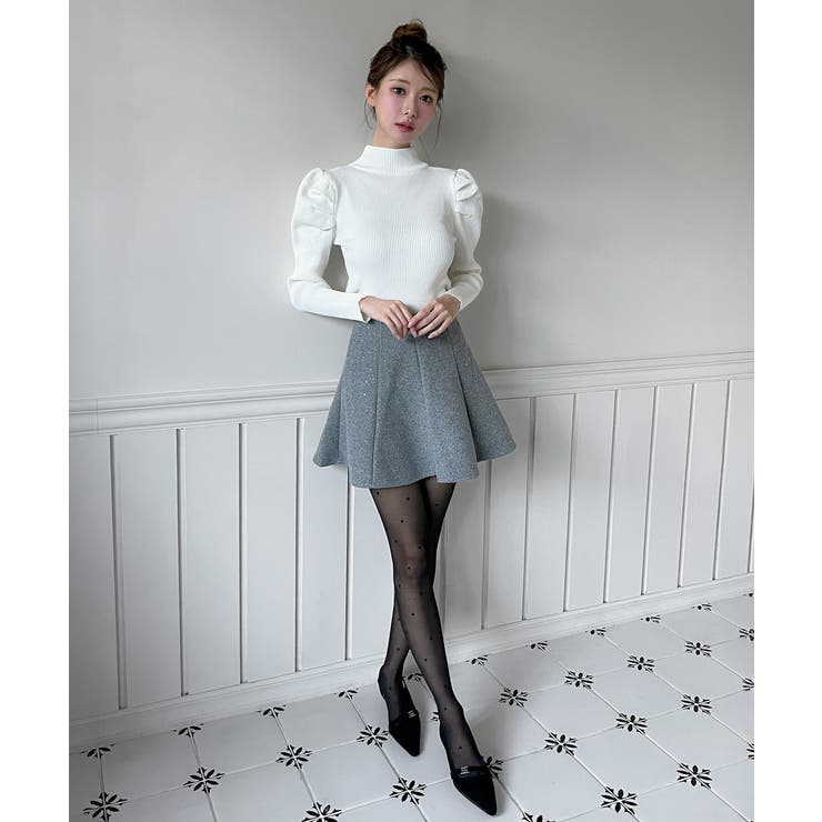 【着用動画あり 3色 2サイズ展開】パールフレアニットスカート | by muni:r | 詳細画像13 