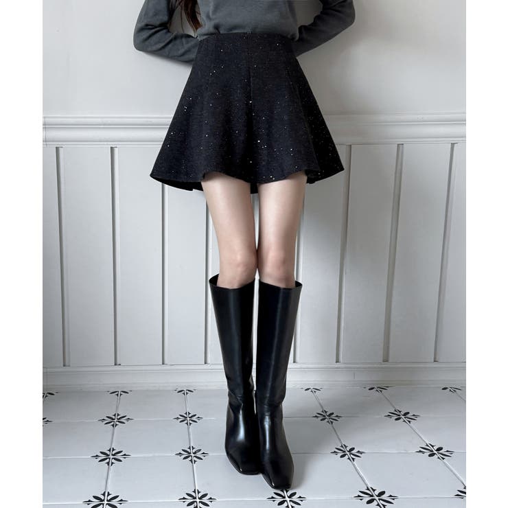 【着用動画あり 3色 2サイズ展開】パールフレアニットスカート | by muni:r | 詳細画像4 