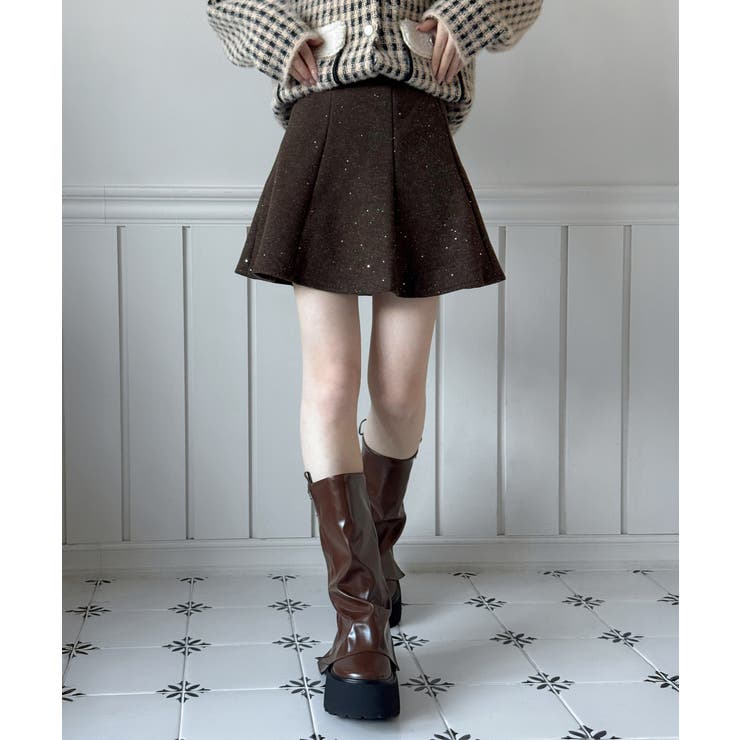 【着用動画あり 3色 2サイズ展開】パールフレアニットスカート | by muni:r | 詳細画像8 