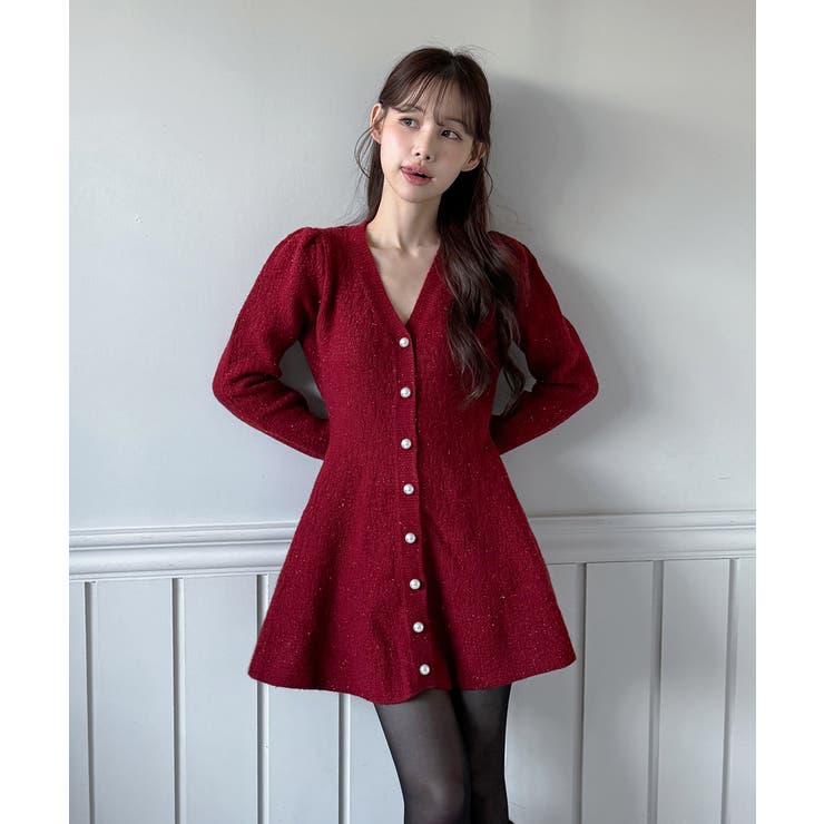 【着用動画あり！ 4色展開】ペプラム ニットワンピース | by muni:r | 詳細画像12 