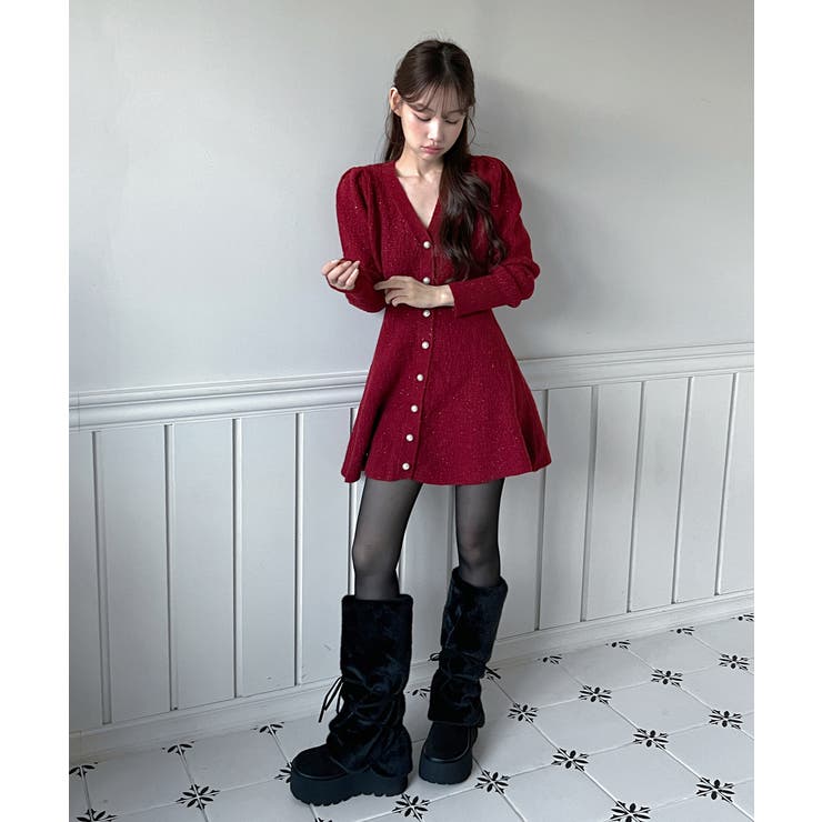 【着用動画あり！ 4色展開】ペプラム ニットワンピース | by muni:r | 詳細画像13 