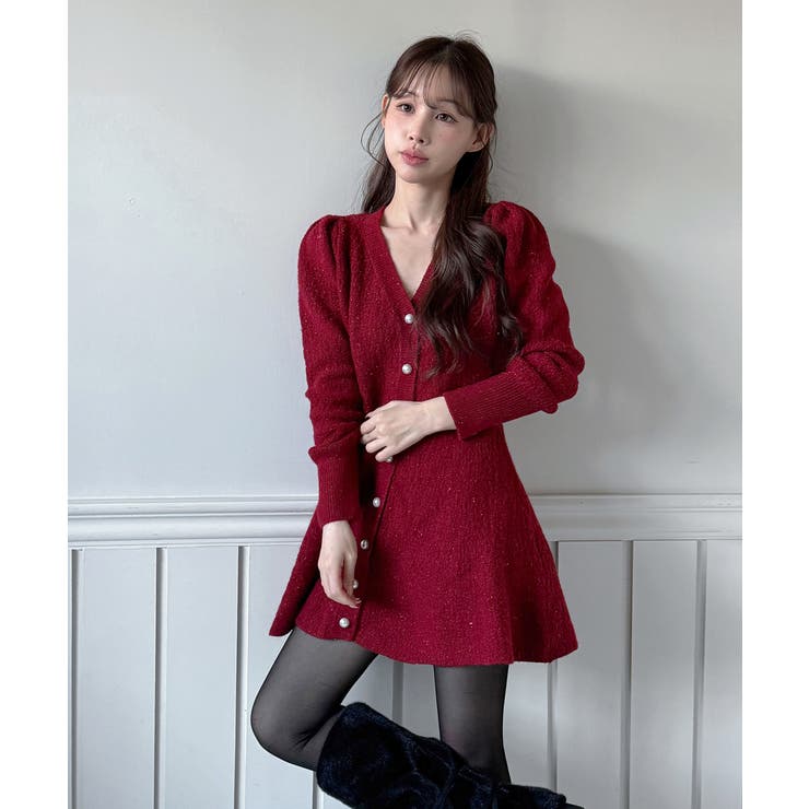 【着用動画あり！ 4色展開】ペプラム ニットワンピース | by muni:r | 詳細画像14 