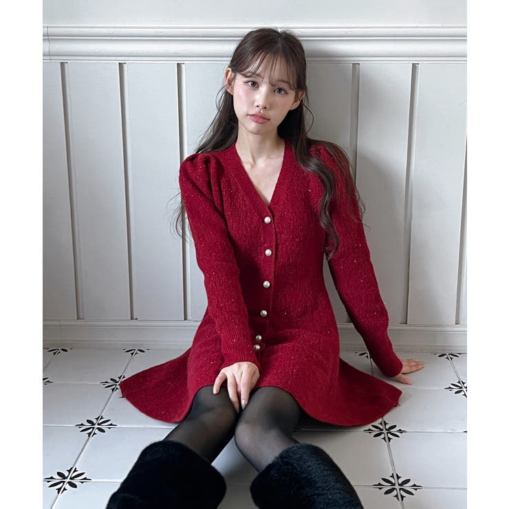 【着用動画あり！ 4色展開】ペプラム ニットワンピース | by muni:r | 詳細画像17 