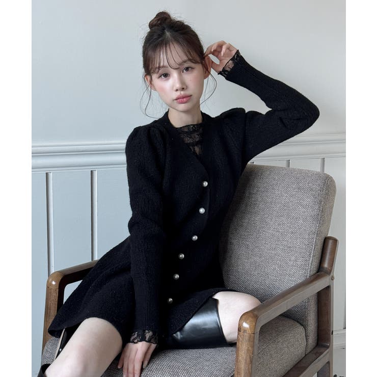 【着用動画あり！ 4色展開】ペプラム ニットワンピース | by muni:r | 詳細画像18 