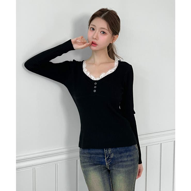 レースポイント リブニット/2026 SS COLLECTION | by muni:r | 詳細画像11 