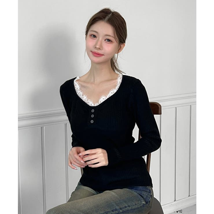 レースポイント リブニット/2026 SS COLLECTION | by muni:r | 詳細画像15 