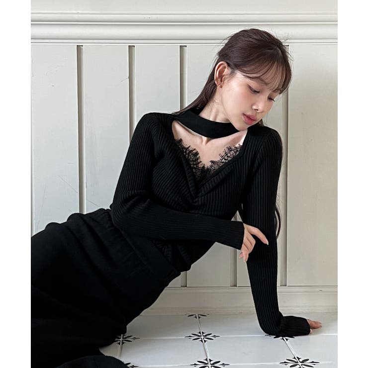 レースシャーリングニットトップス 2025 AW | by muni:r | 詳細画像14 