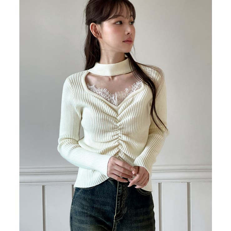 レースシャーリングニットトップス 2025 AW | by muni:r | 詳細画像2 