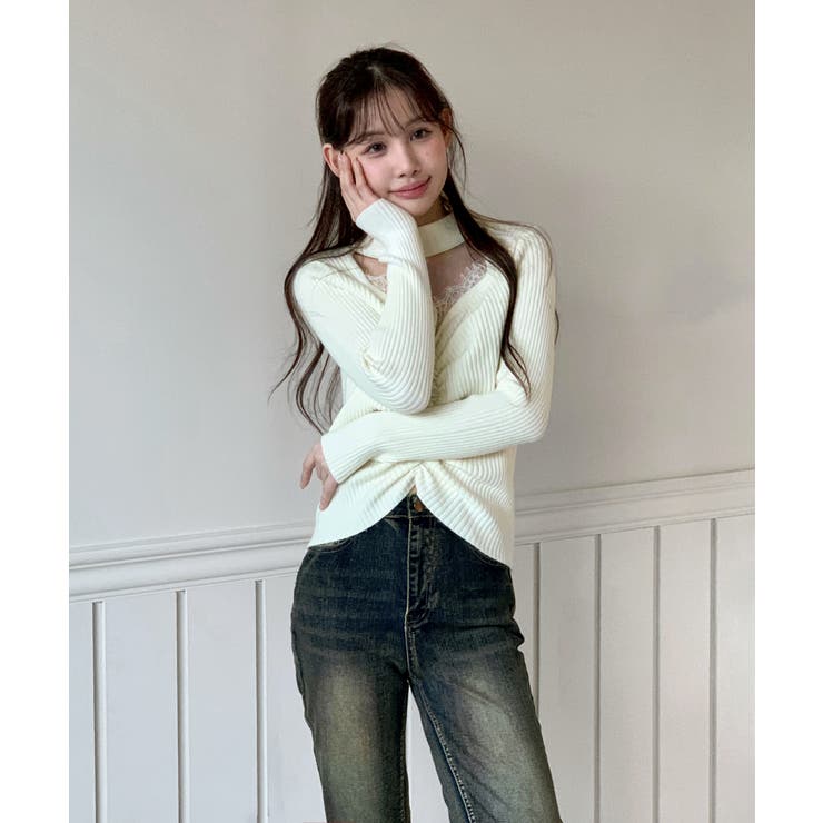 レースシャーリングニットトップス 2025 AW | by muni:r | 詳細画像3 